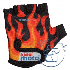 Перчатки детские Kiddi Moto чёрные с языками пламени, размер М на возраст 4-7 лет