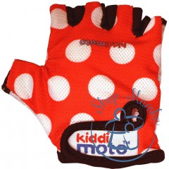 Перчатки детские Kiddi Moto красные в белый горошек, размер М на возраст 4-7 лет